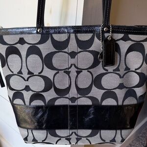 Coach Black and Gray Signature Tote